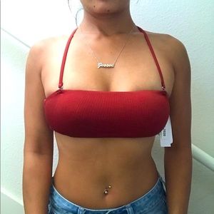 NWT Damsel Copper Bandeau Bikini Swim Top, size Medium